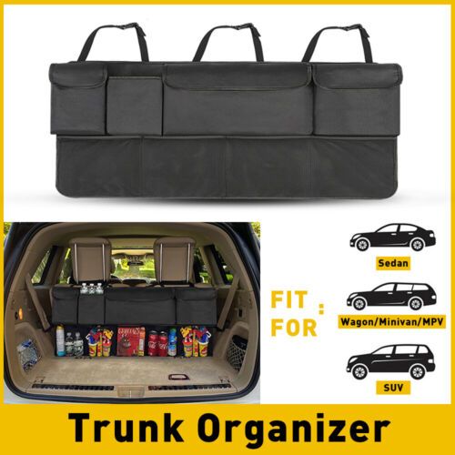 Car Trunk Organizer Accessories Back Seat Storage Bag 8 Pockets 600D Oxford Mesh