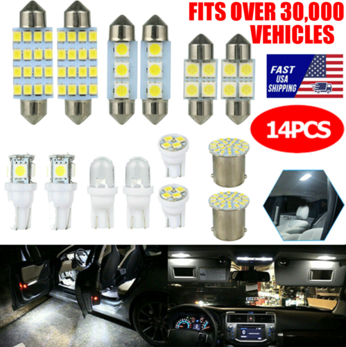 14Pcs T10 36mm LED Lights Interior Car Accessories Kit Map Dome License Plate